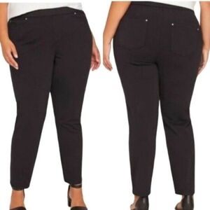 NWT Catherines The Knit Jean Women's Black Pull On Slim Leg Pants Size 2X